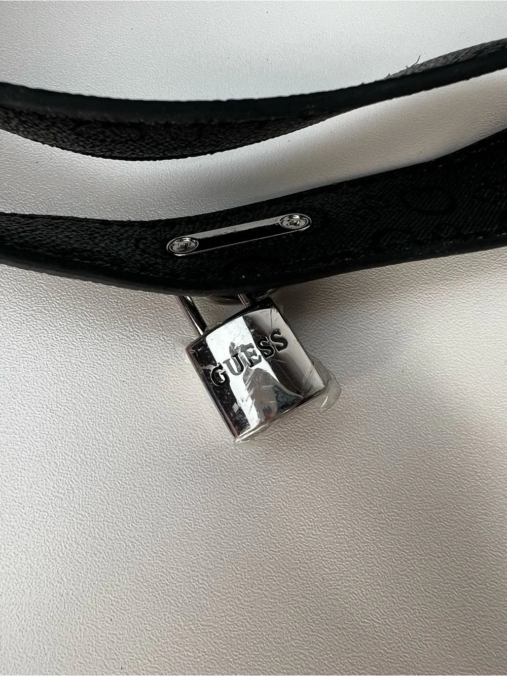 GUESS Black & White Logo Print Top Handle Crossbody Satchel
